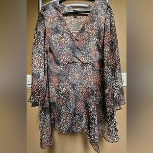 Women's 18/20 Lane Bryant flowy, brown & white blouse